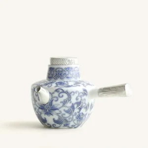 Blue And White Porcelain Teapot With Side Handle