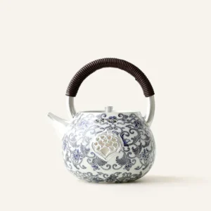 Silver Gilt Blue And White Porcelain Chinese Teapot